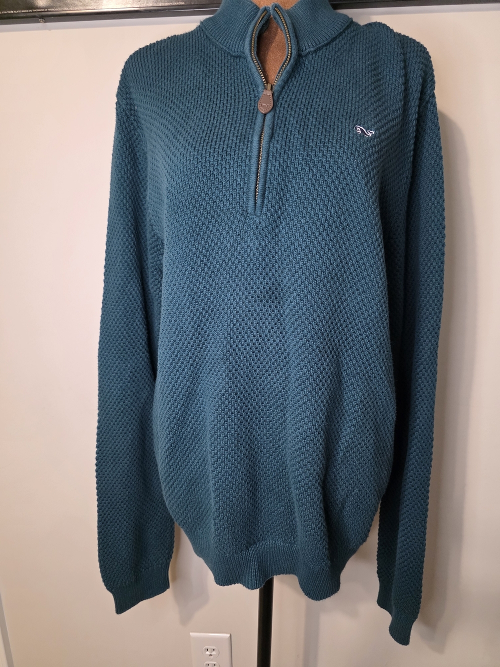 Vineyard Vines Teal Quarter Zip Textured Cotton Sweater Men’s X-Large